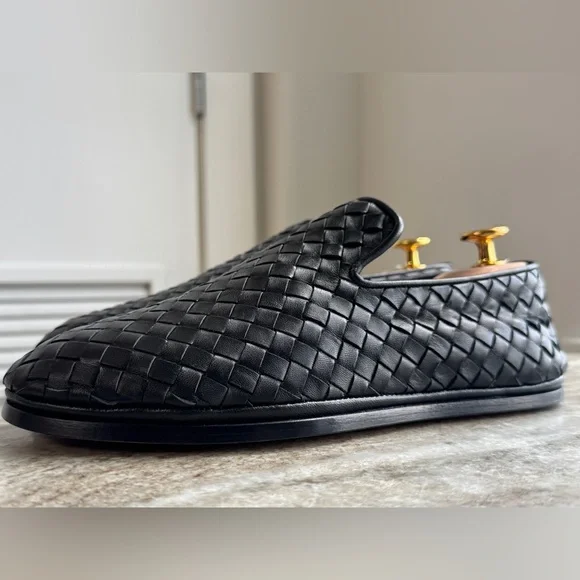 Bottega Veneta Sunday Slipper Intrecciato Leather Women Black 37.5 / 7.5 Woven - Picture 3 of 9